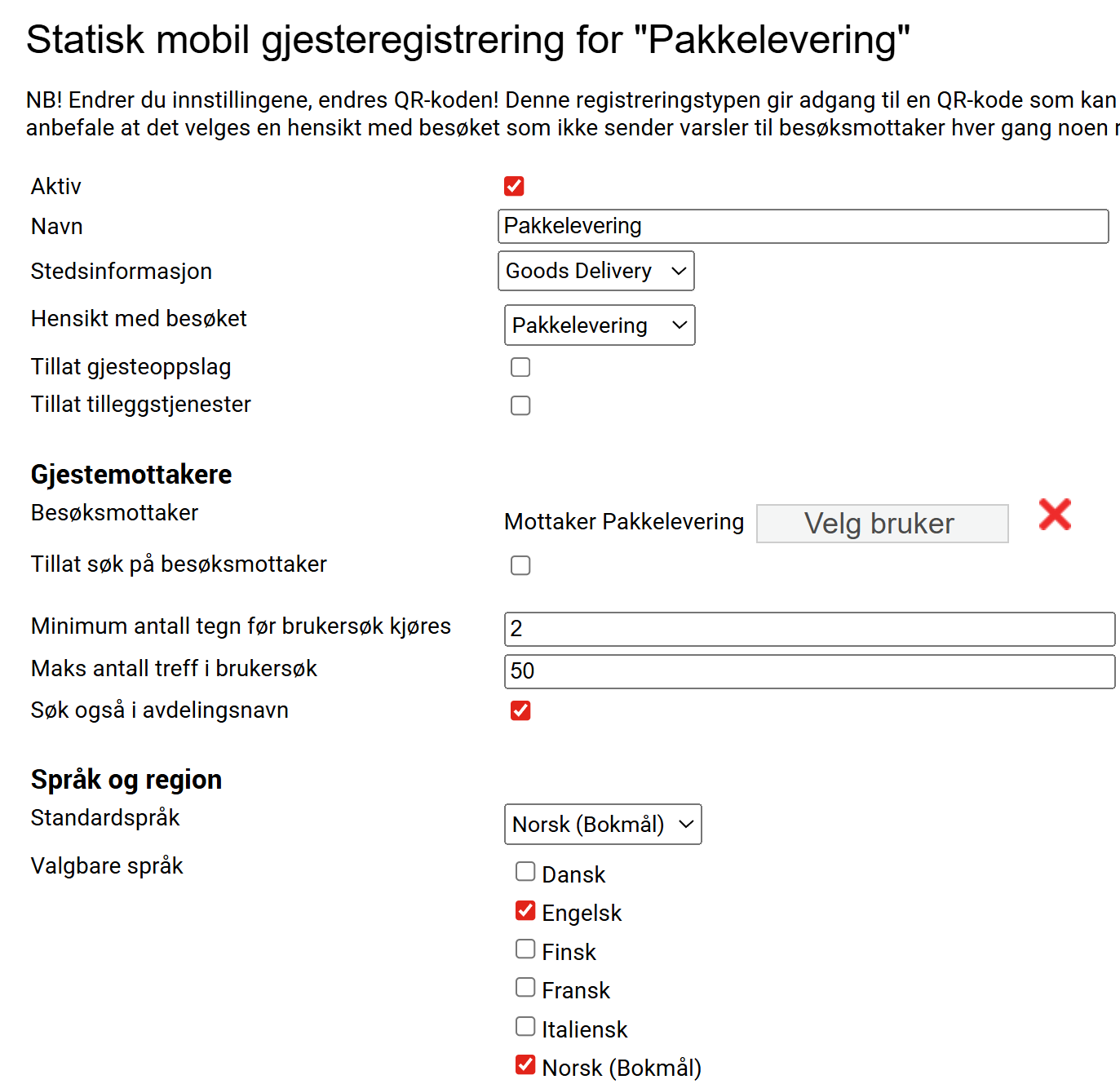 bilde som beskriver oppsettet av Statisk Mobil Gjesteregistrering som beskrevet i tekst over