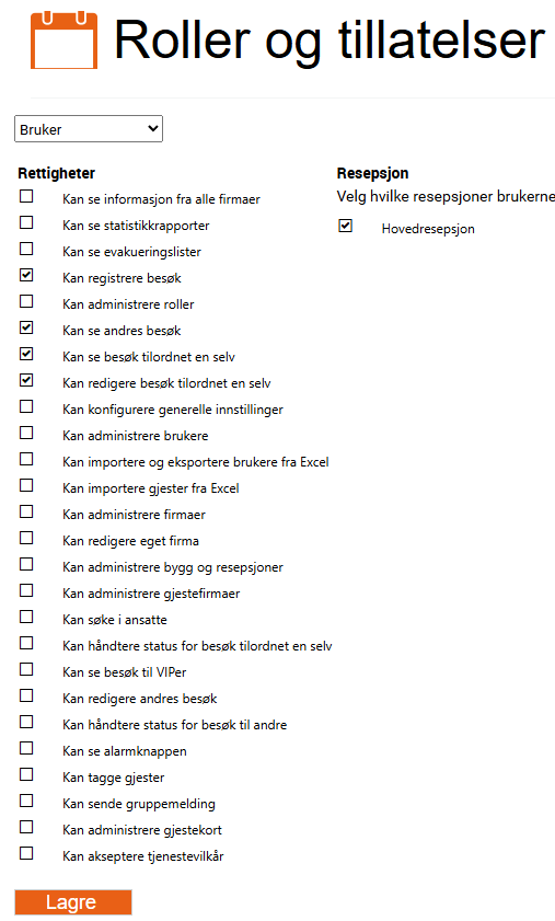 Viser bruker sine tillatelser