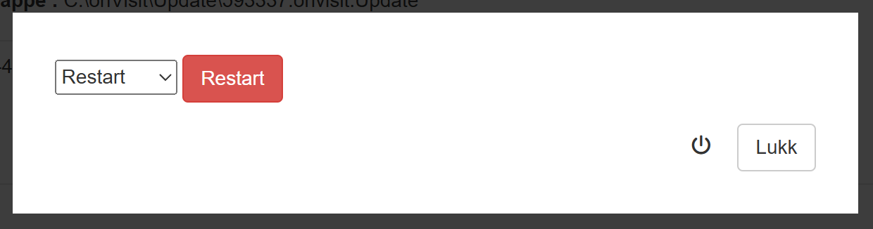 Grensesnittet for restart av maskina som Update-klienten ligger på